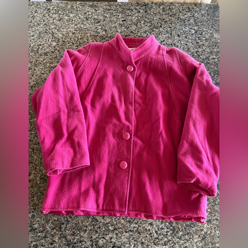 Fuchsia Button-Front Wool Jacket